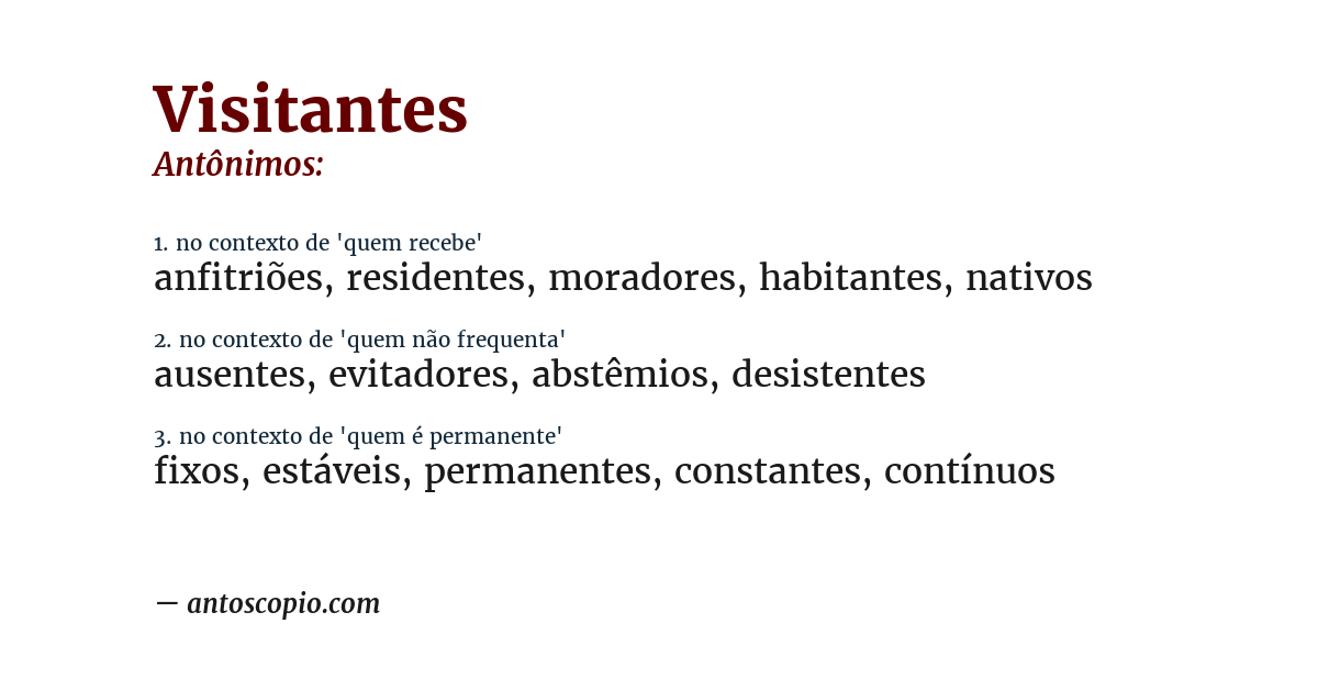 Antônimo de visitantes