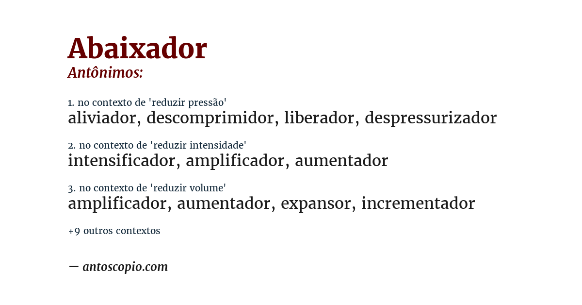 Antônimo de abaixador