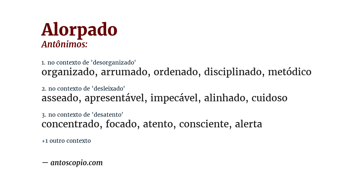Antônimo de alorpado