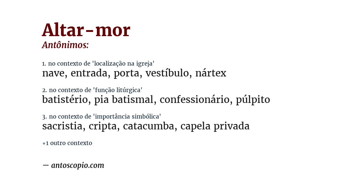 Antônimo de altar-mor