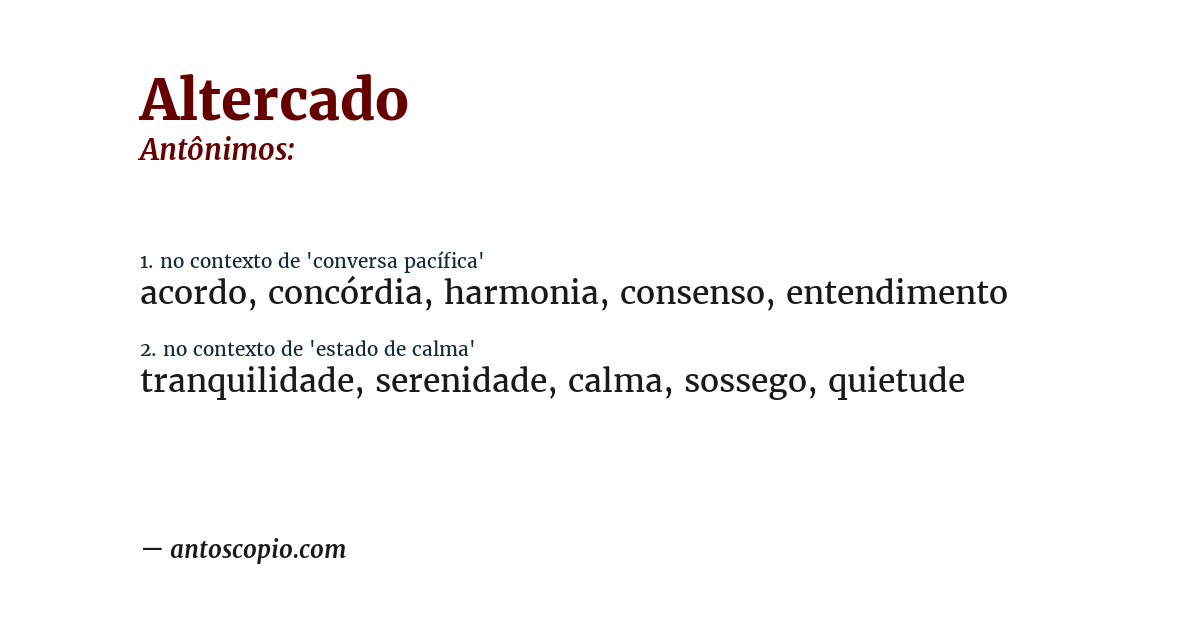 Antônimo de altercado
