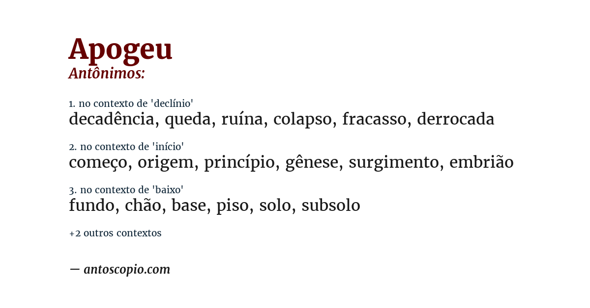 Antônimo de apogeu