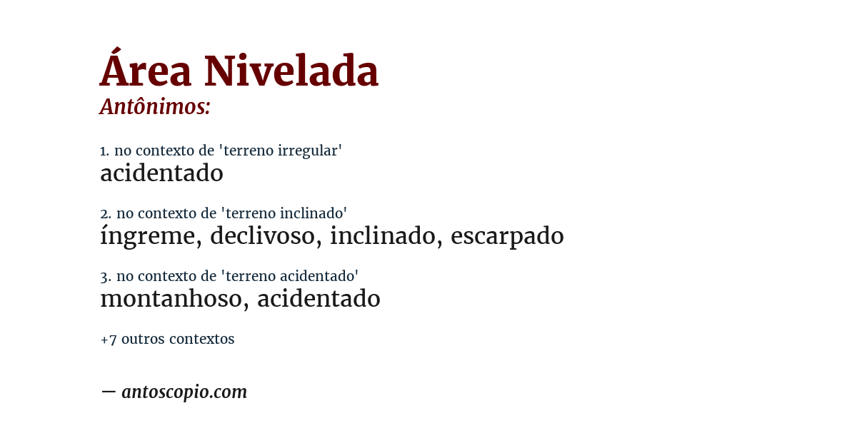 Antônimo de área nivelada