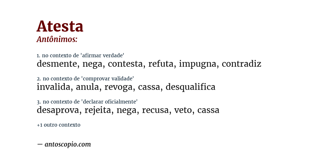 Antônimo de atesta