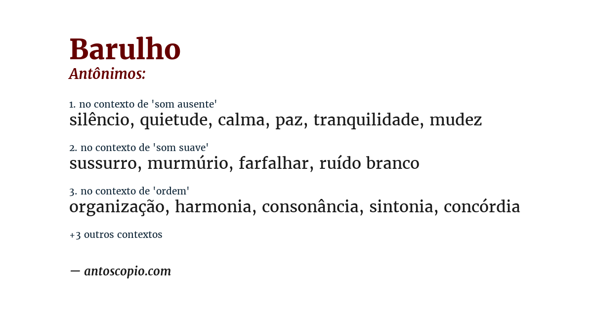 Antônimo de barulho