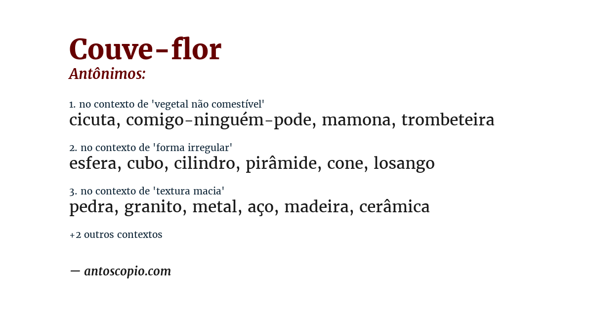 Antônimo de couve-flor