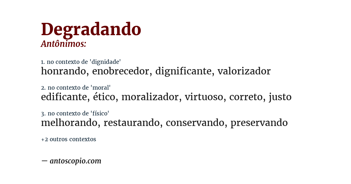 Antônimo de degradando