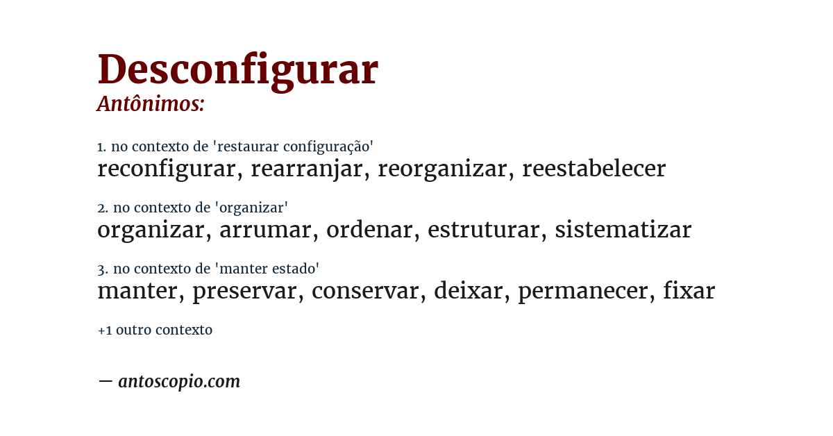 Antônimo de desconfigurar