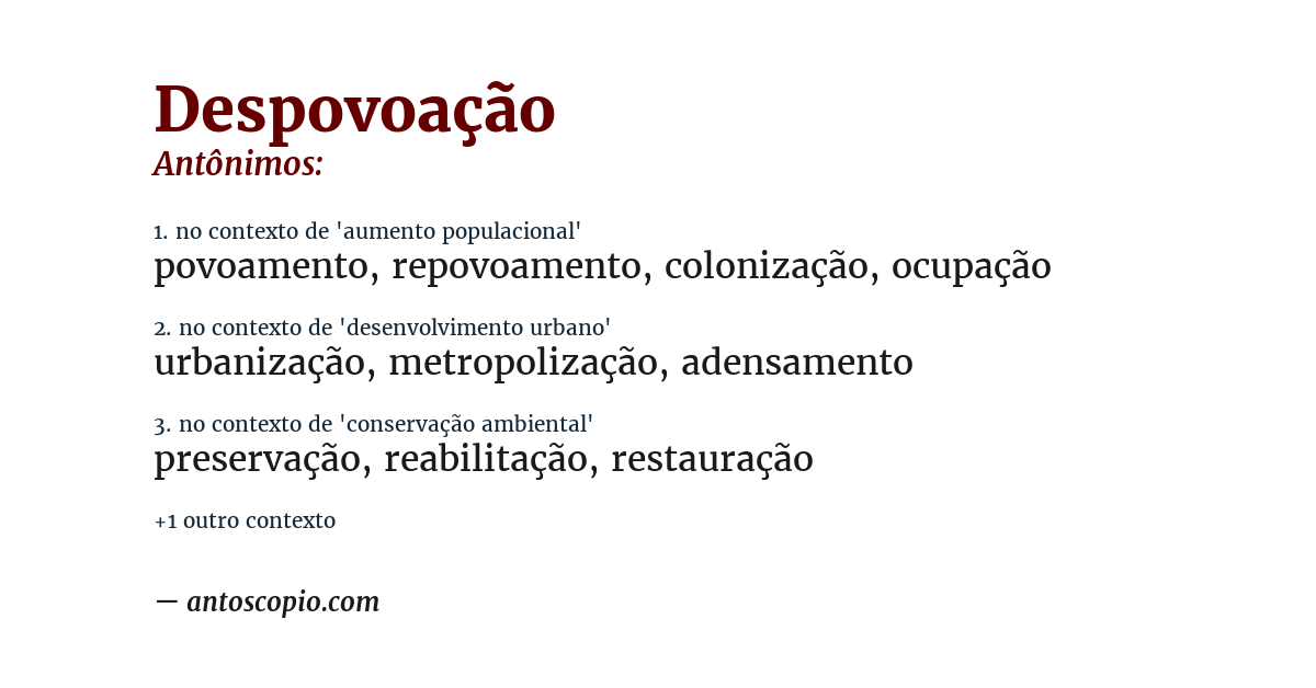 Antônimo de despovoação