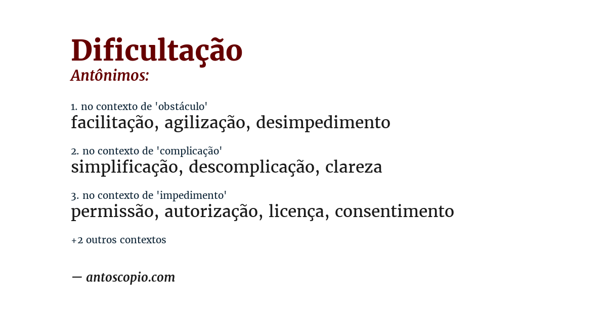 Antônimo de dificultação