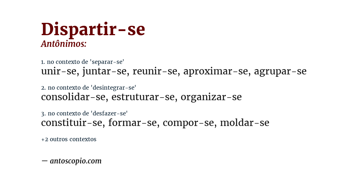 Antônimo de dispartir-se