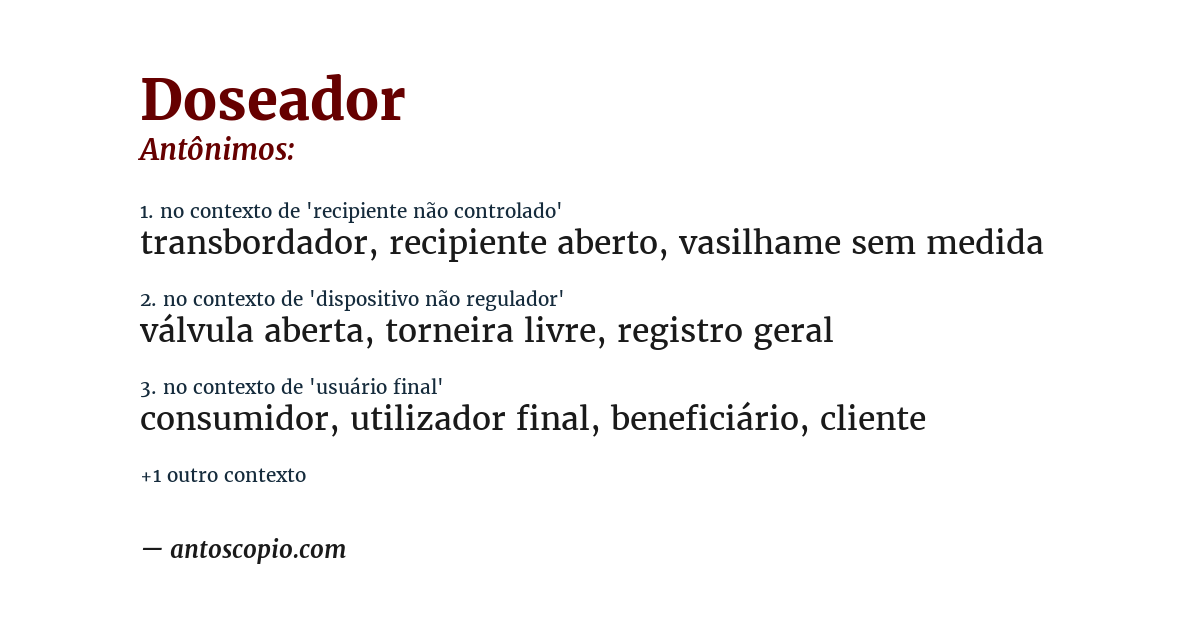Antônimo de doseador