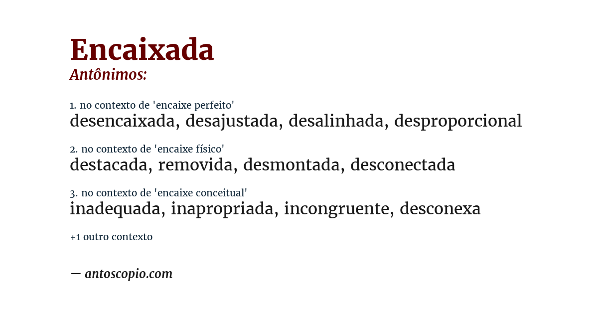 Antônimo de encaixada