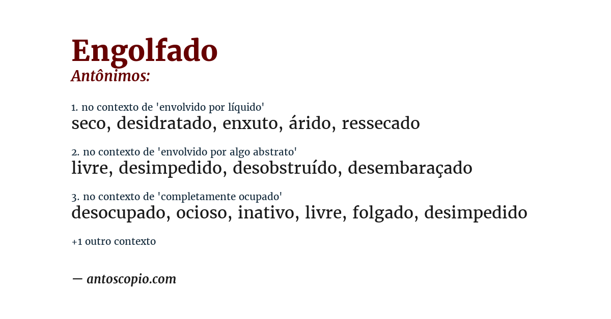 Antônimo de engolfado