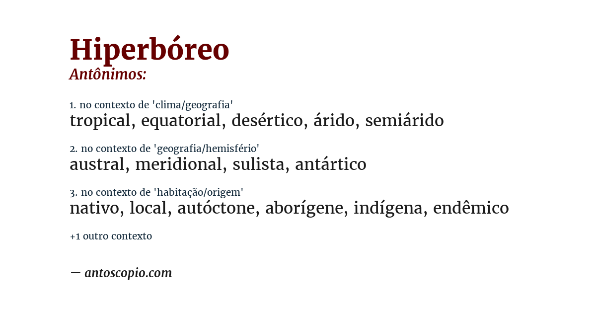 Antônimo de hiperbóreo