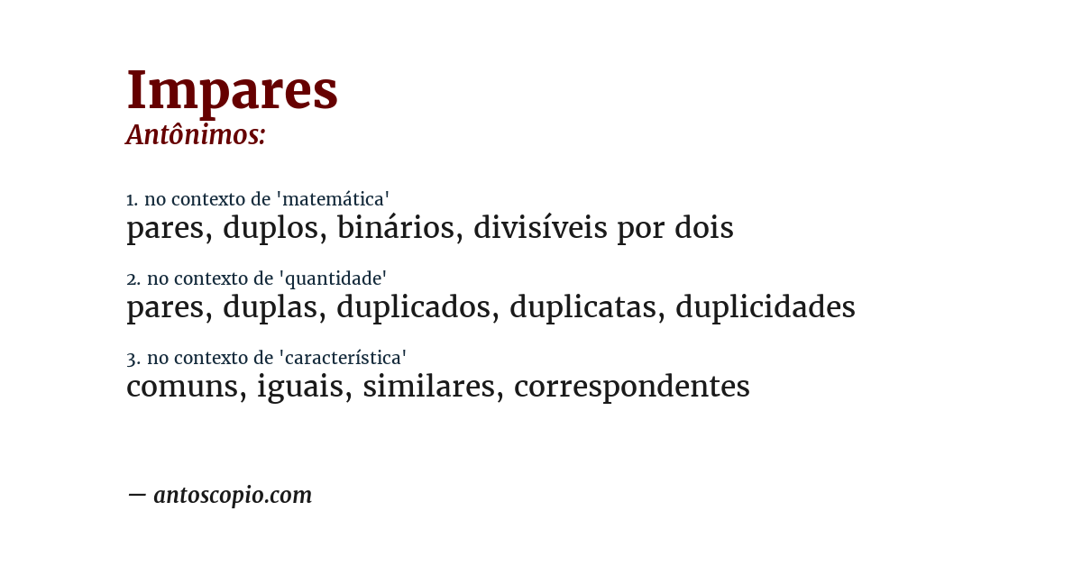 Antônimo de impares