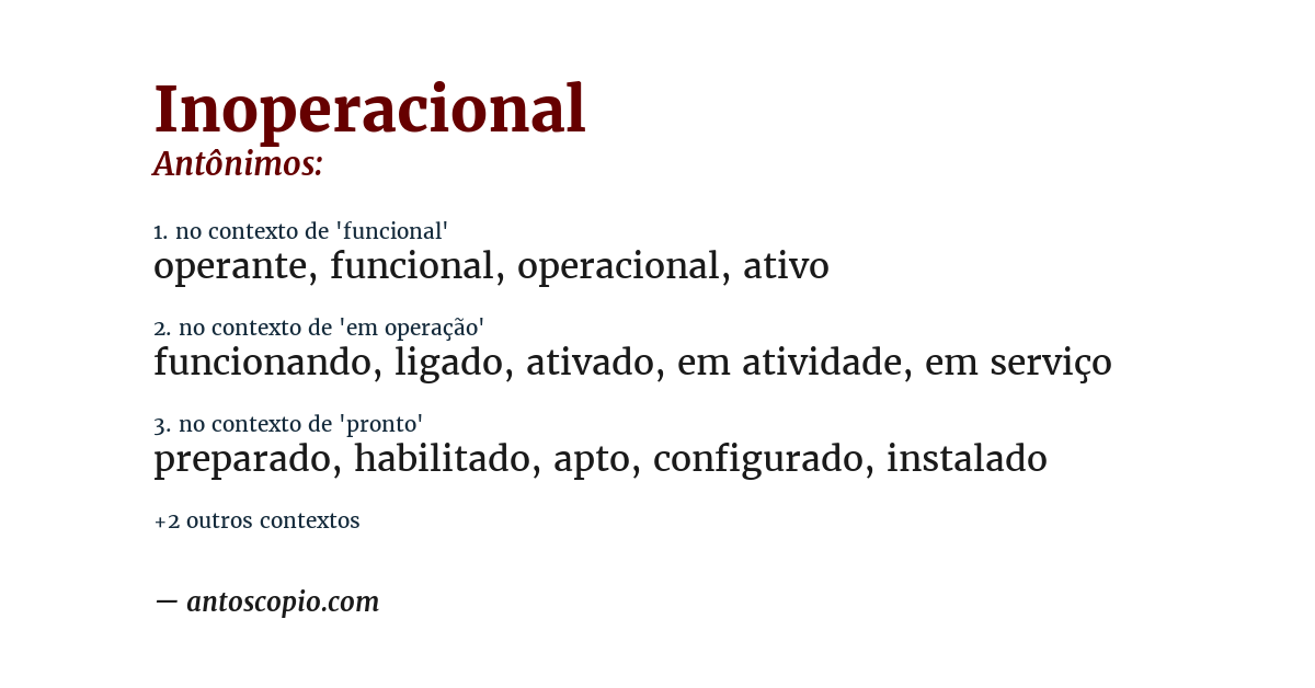 Antônimo de inoperacional