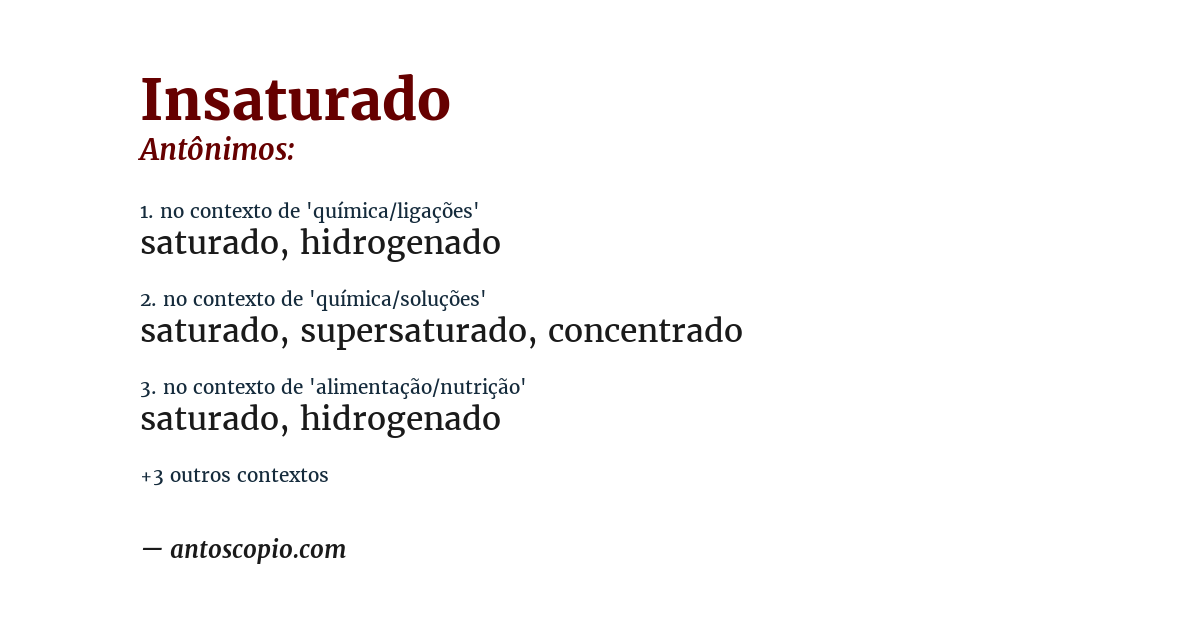 Antônimo de insaturado