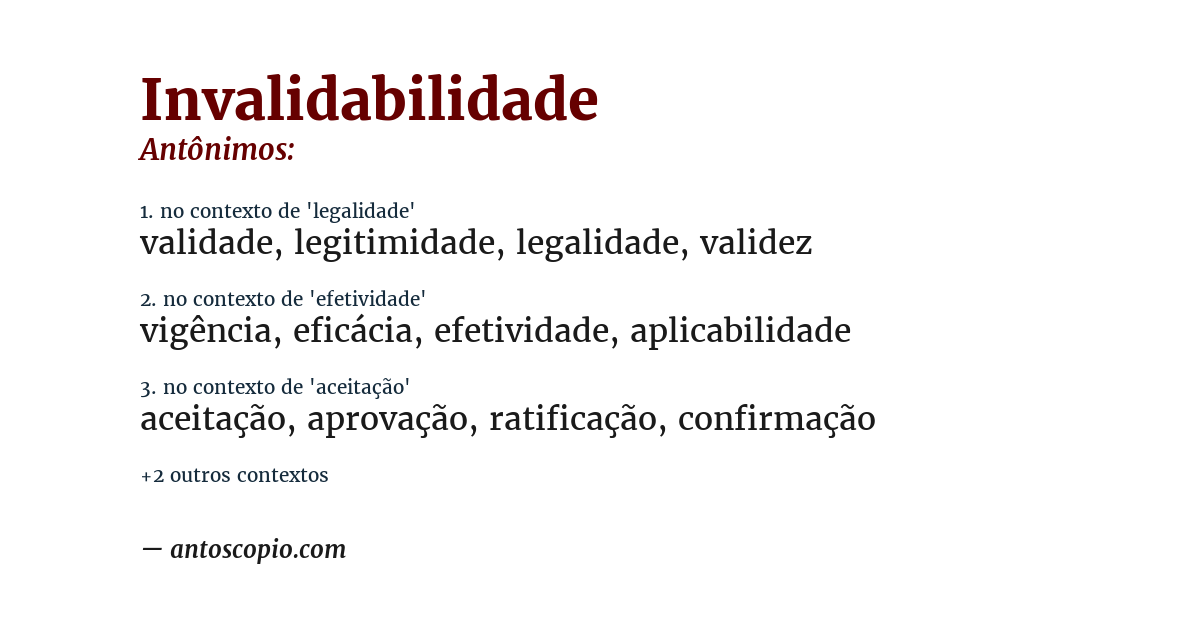 Antônimo de invalidabilidade