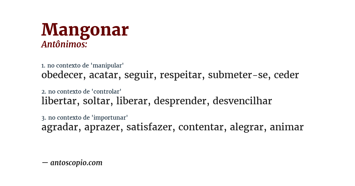 Antônimo de mangonar