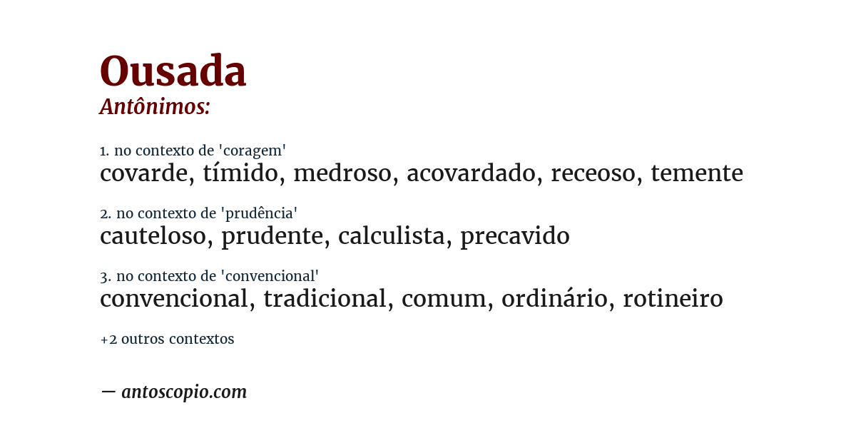 Antônimo de ousada