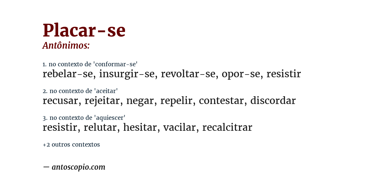 Antônimo de placar-se