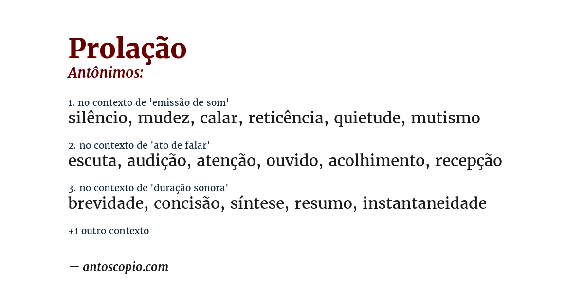 Antônimo de prolação