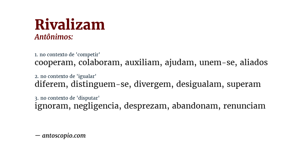 Antônimo de rivalizam