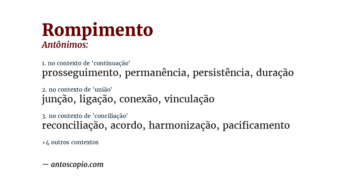 Antônimo de rompimento