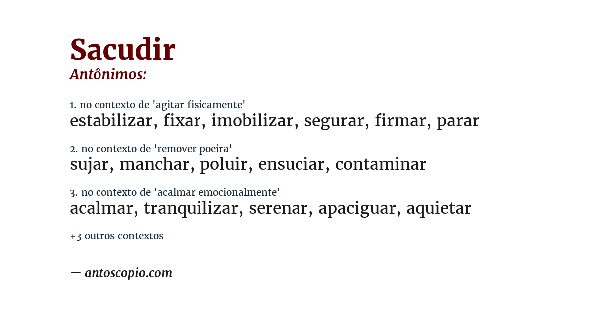 Antônimo de sacudir