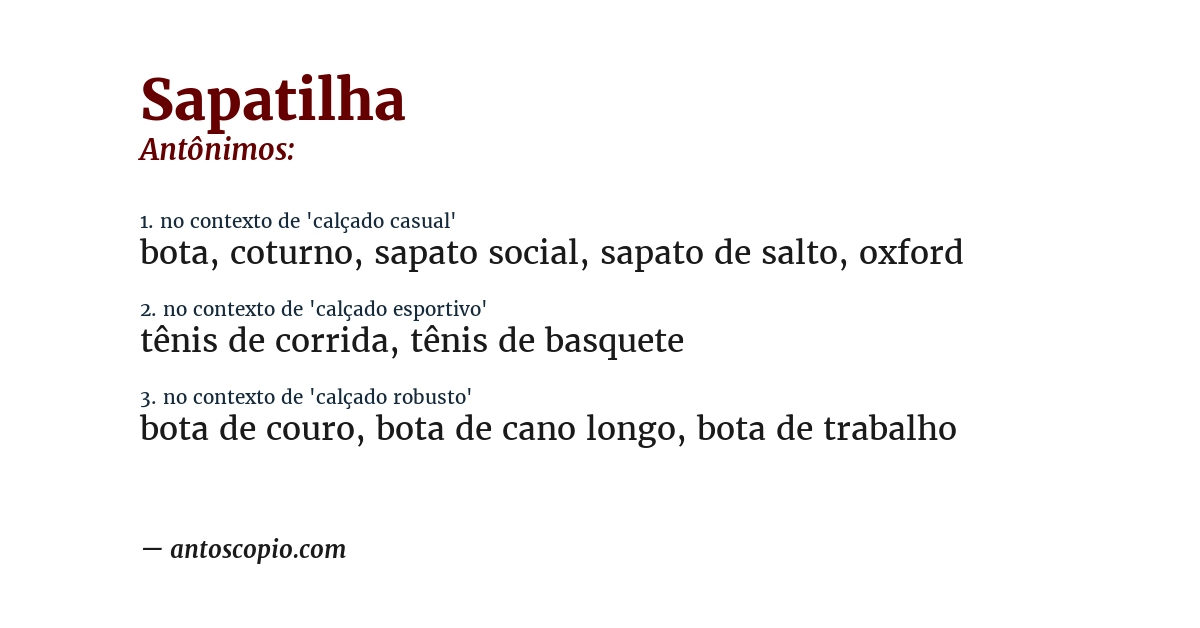 Antônimo de sapatilha