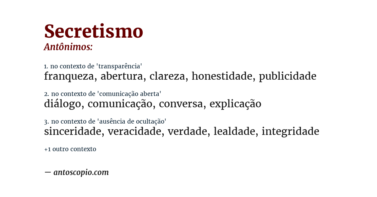 Antônimo de secretismo