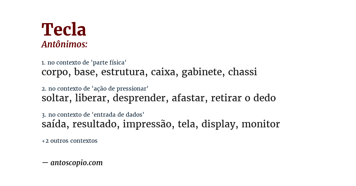 Antônimo de tecla
