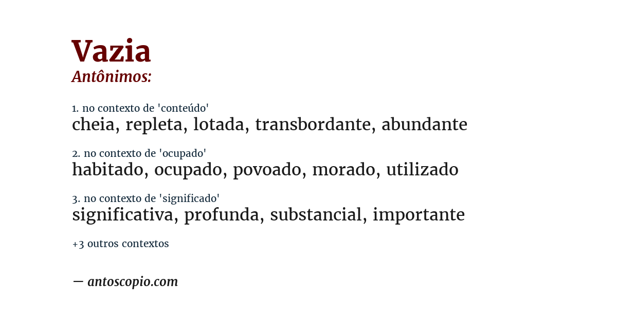 Antônimo de vazia