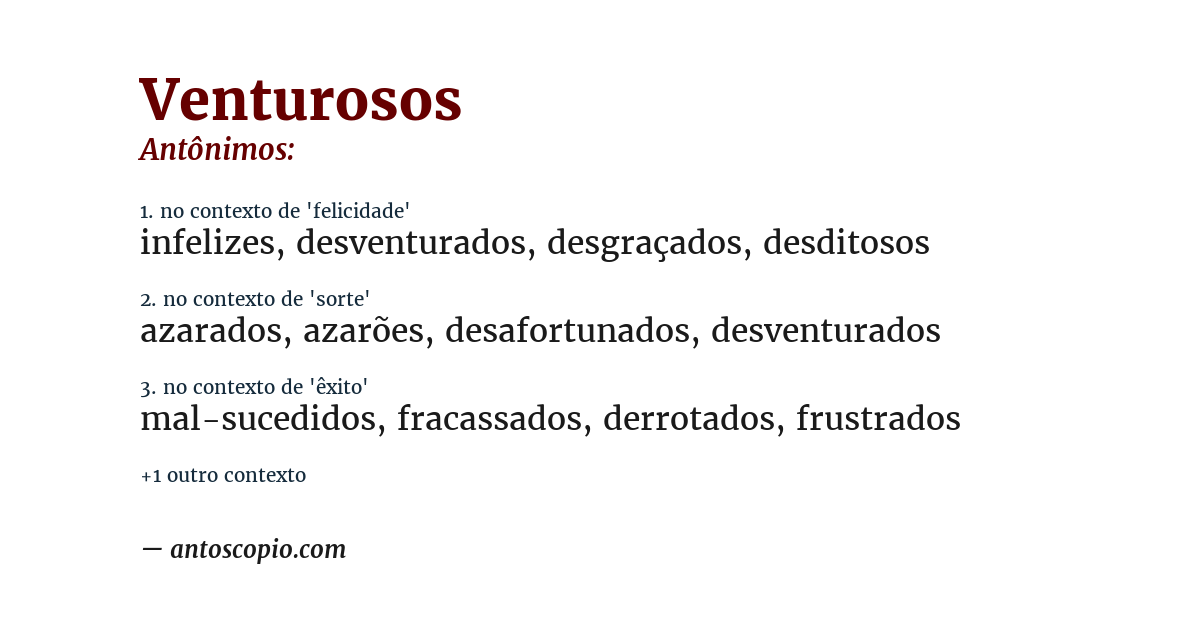 Antônimo de venturosos