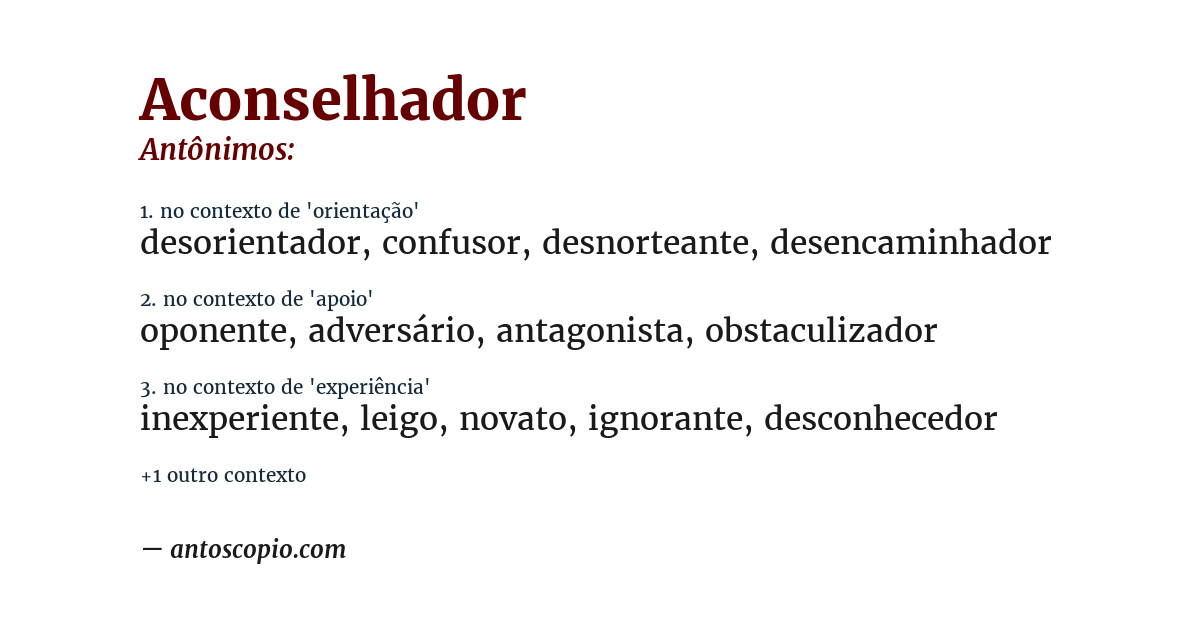 Antônimo de aconselhador