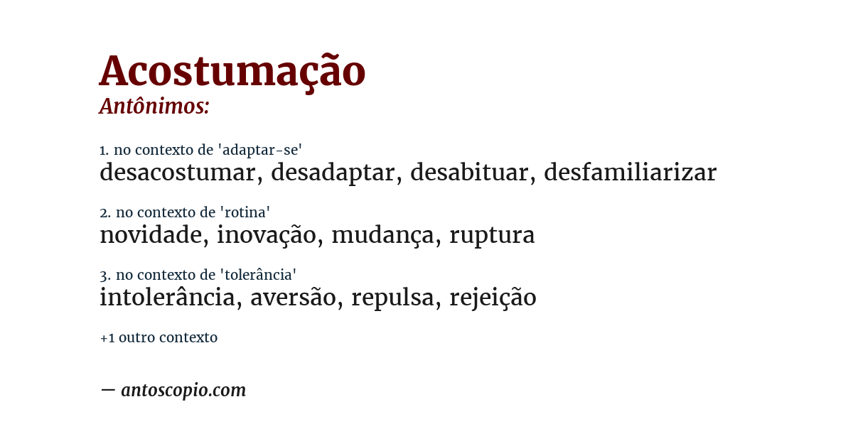 Antônimo de acostumação