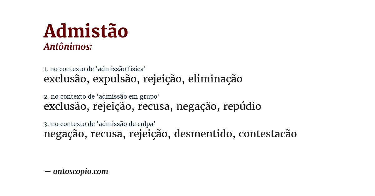 Antônimo de admistão