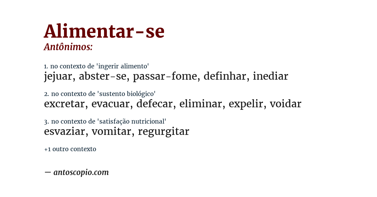 Antônimo de alimentar-se