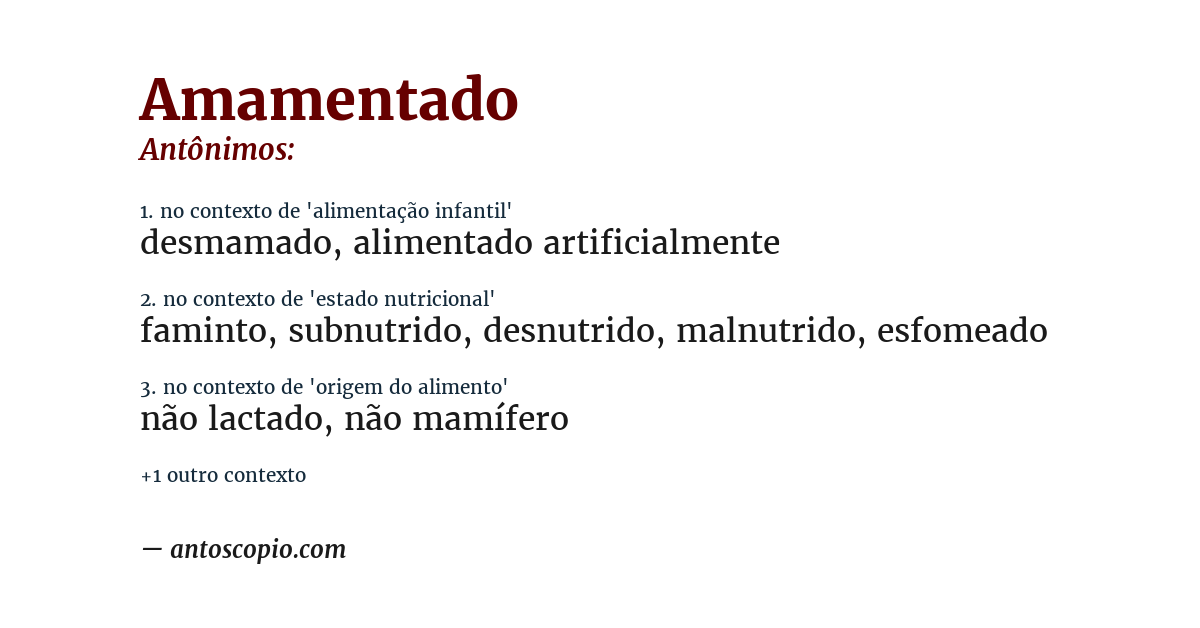 Antônimo de amamentado