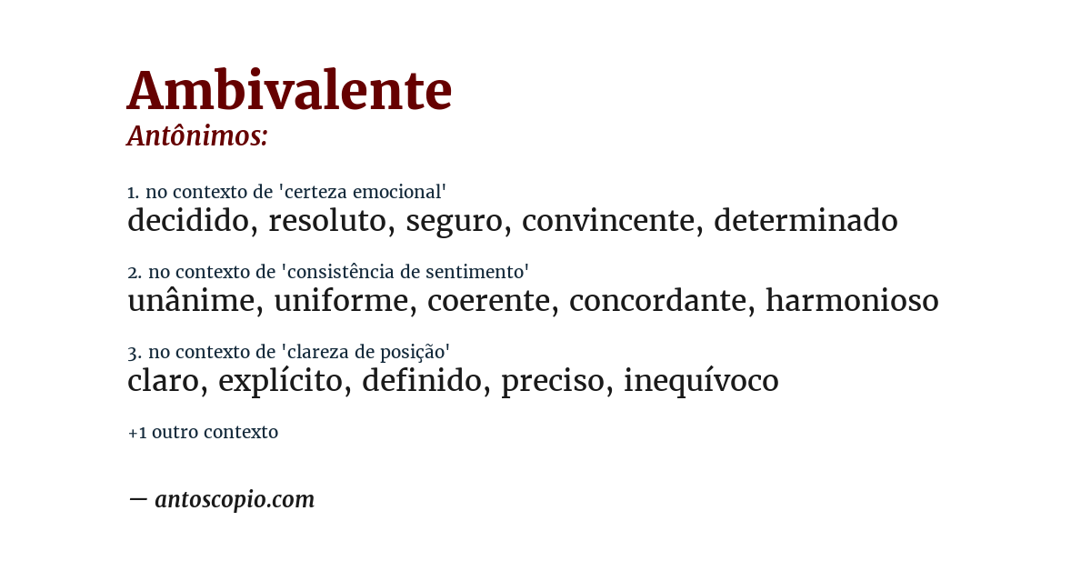 Antônimo de ambivalente