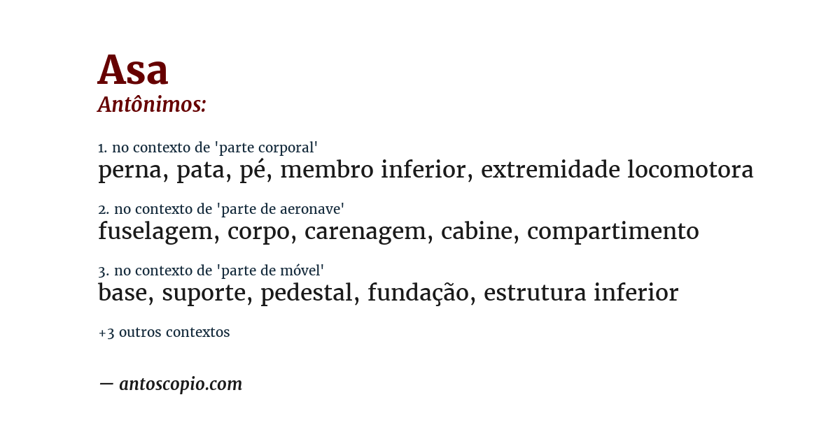 Antônimo de asa