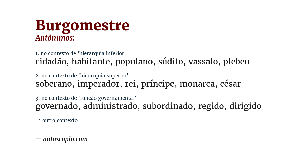 Antônimo de burgomestre