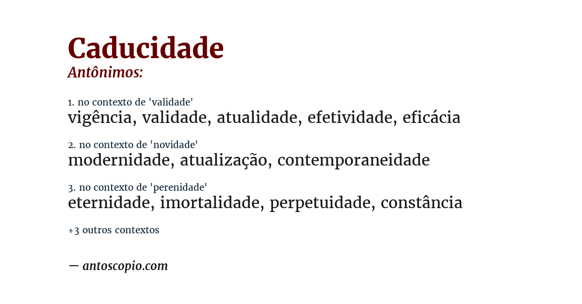 Antônimo de caducidade