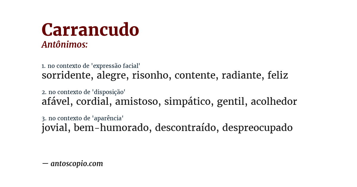 Antônimo de carrancudo