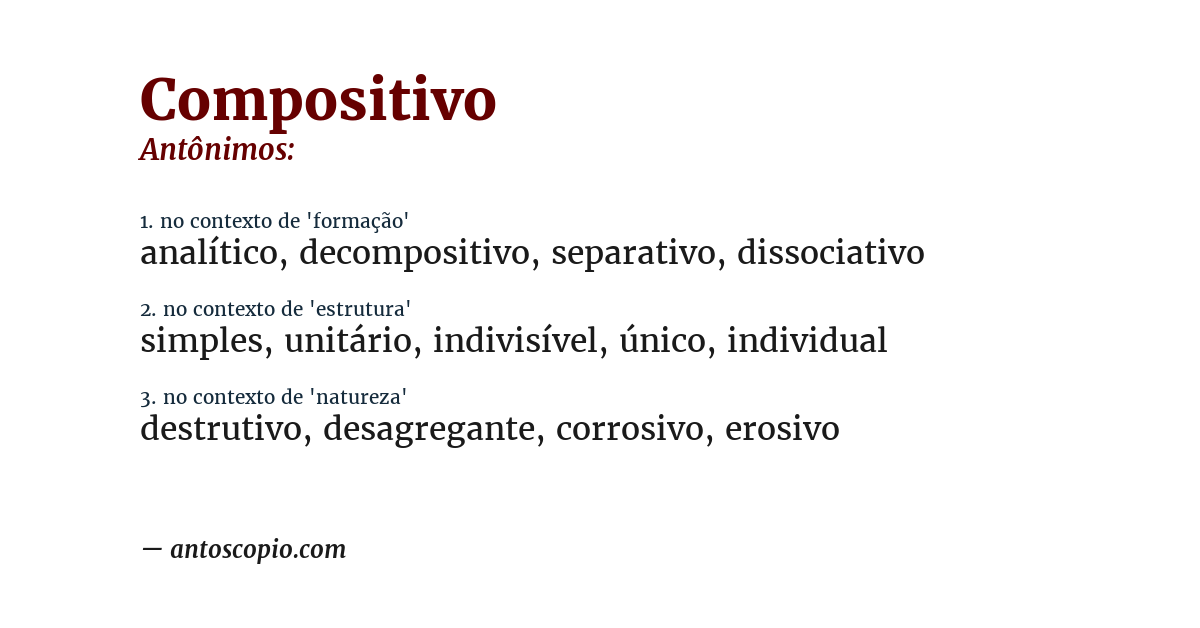 Antônimo de compositivo
