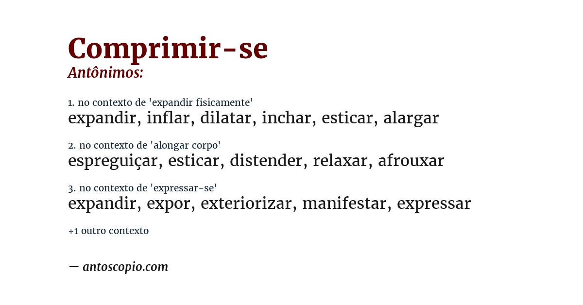 Antônimo de comprimir-se