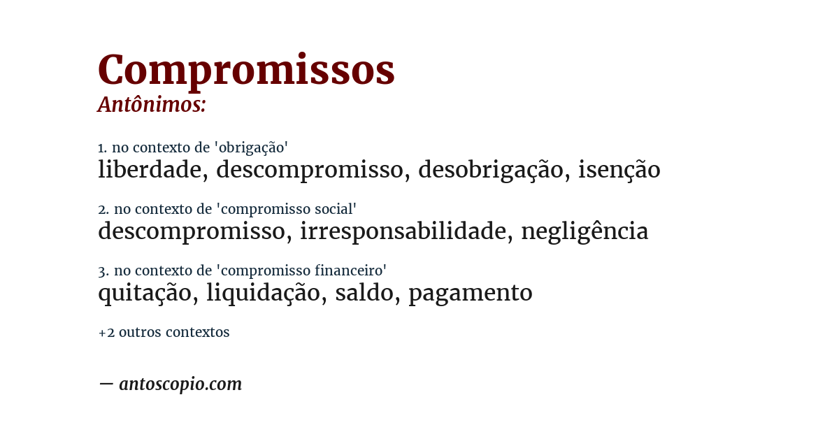 Antônimo de compromissos