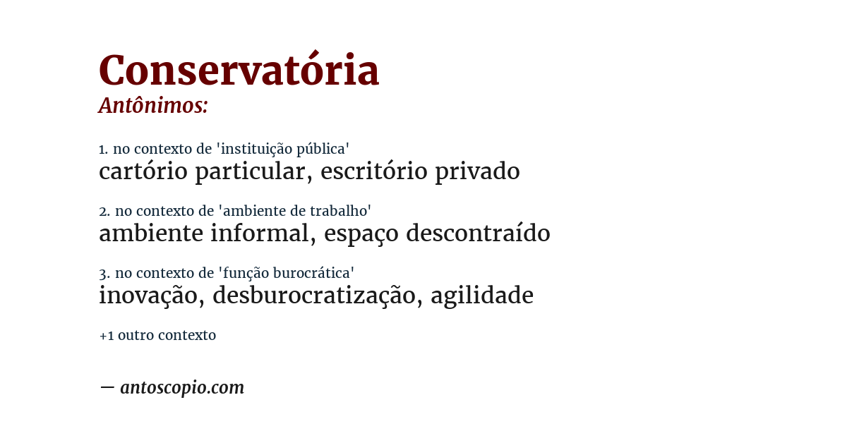 Antônimo de conservatória