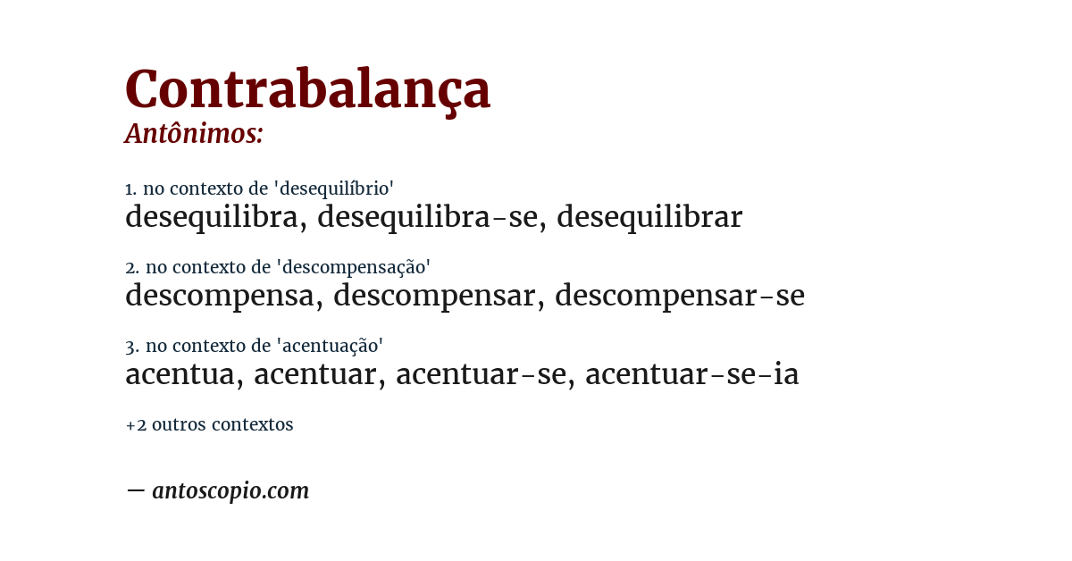 Antônimo de contrabalança